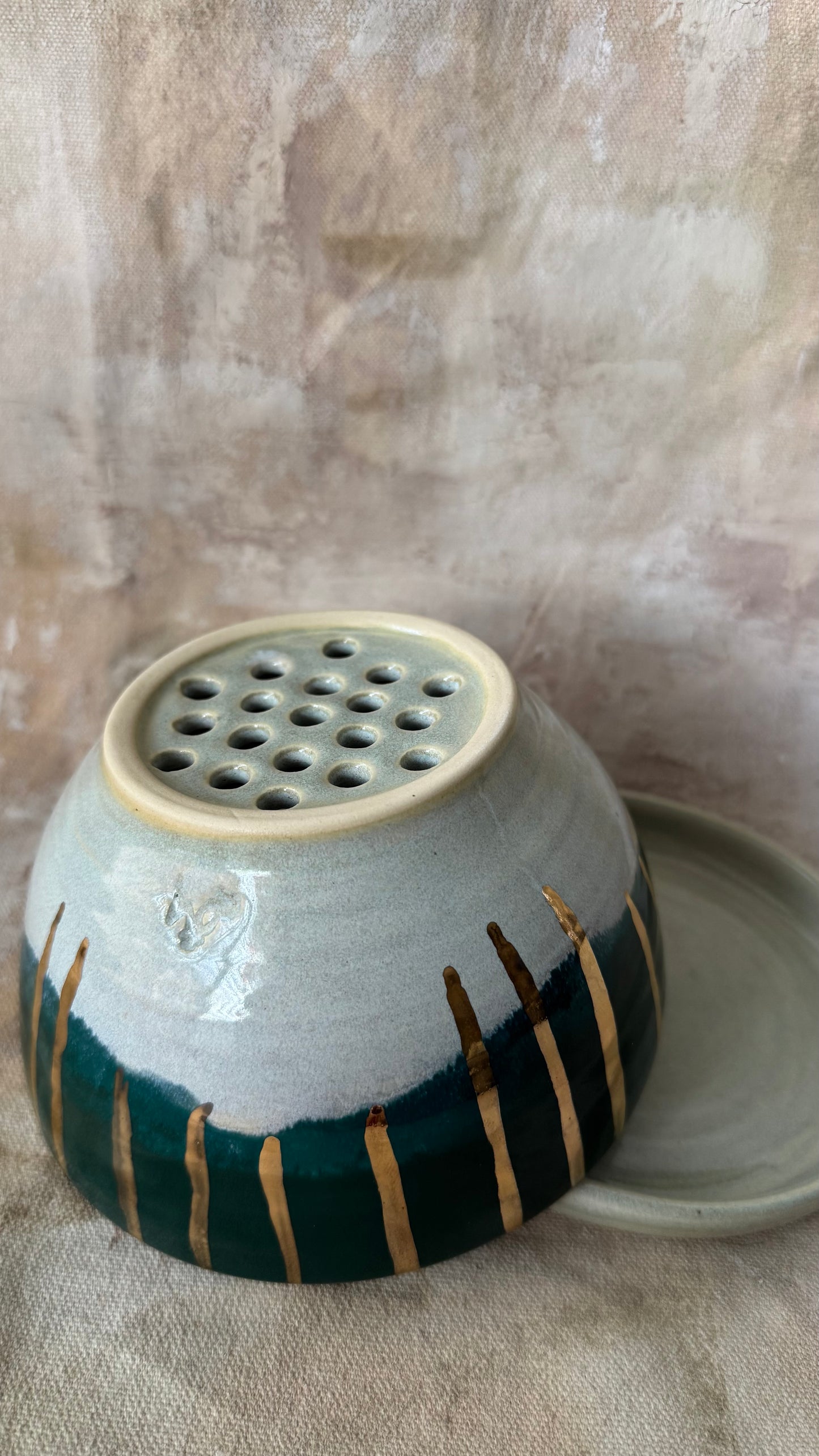 Green Blue Gold Berry Bowl