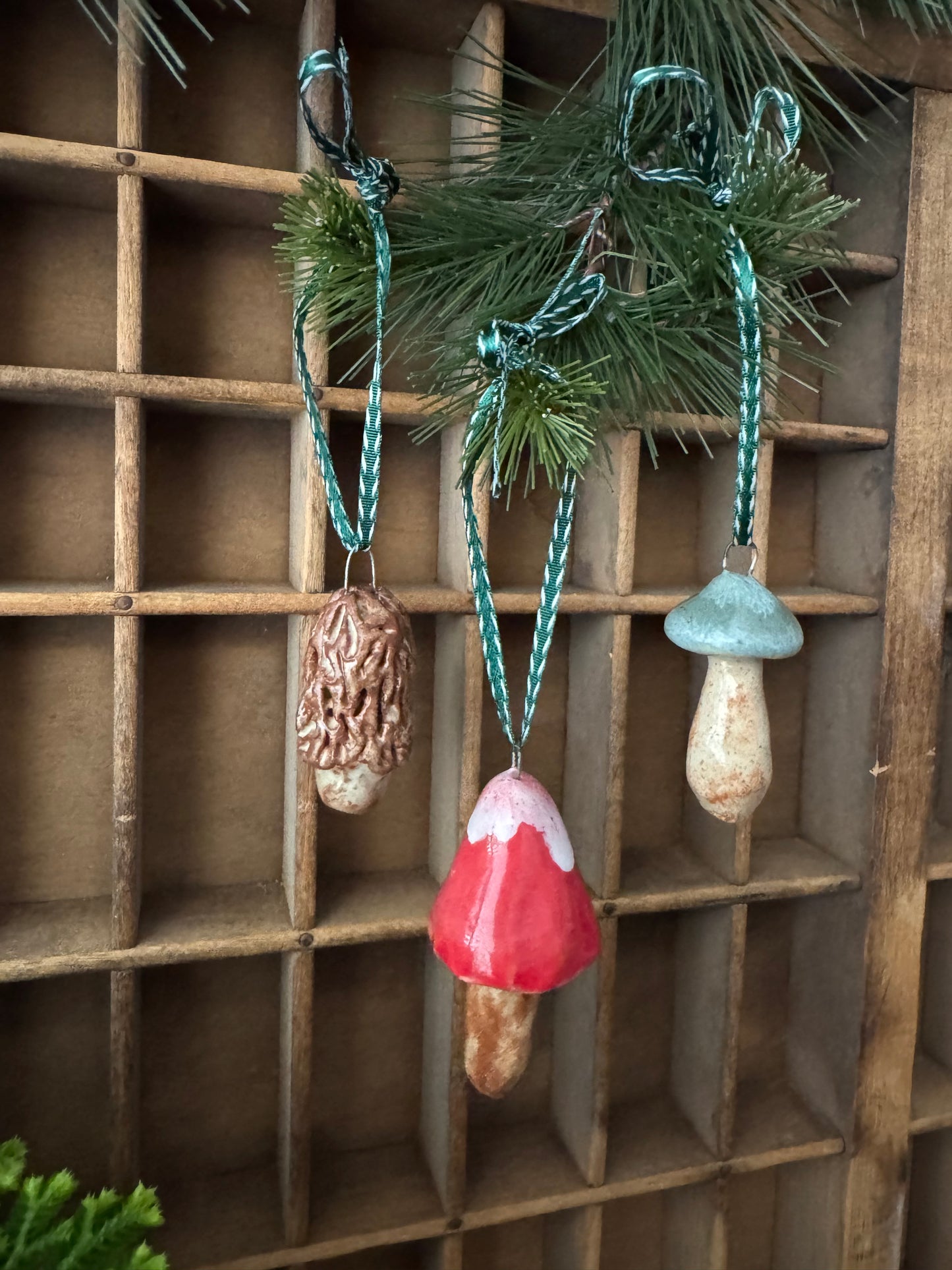Mushroom Ornament Set 4