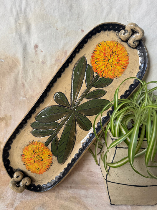 Bright Yellow Flower Tray