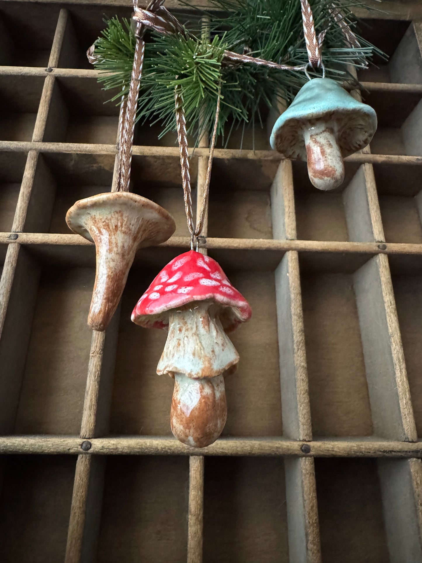 Mushroom Ornament Set 6
