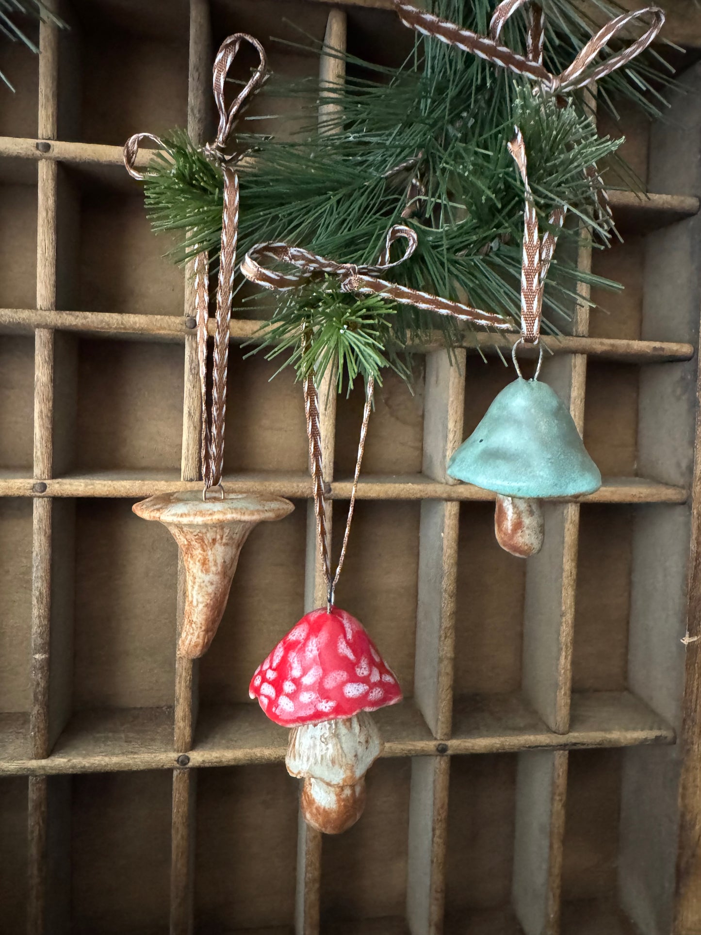Mushroom Ornament Set 6