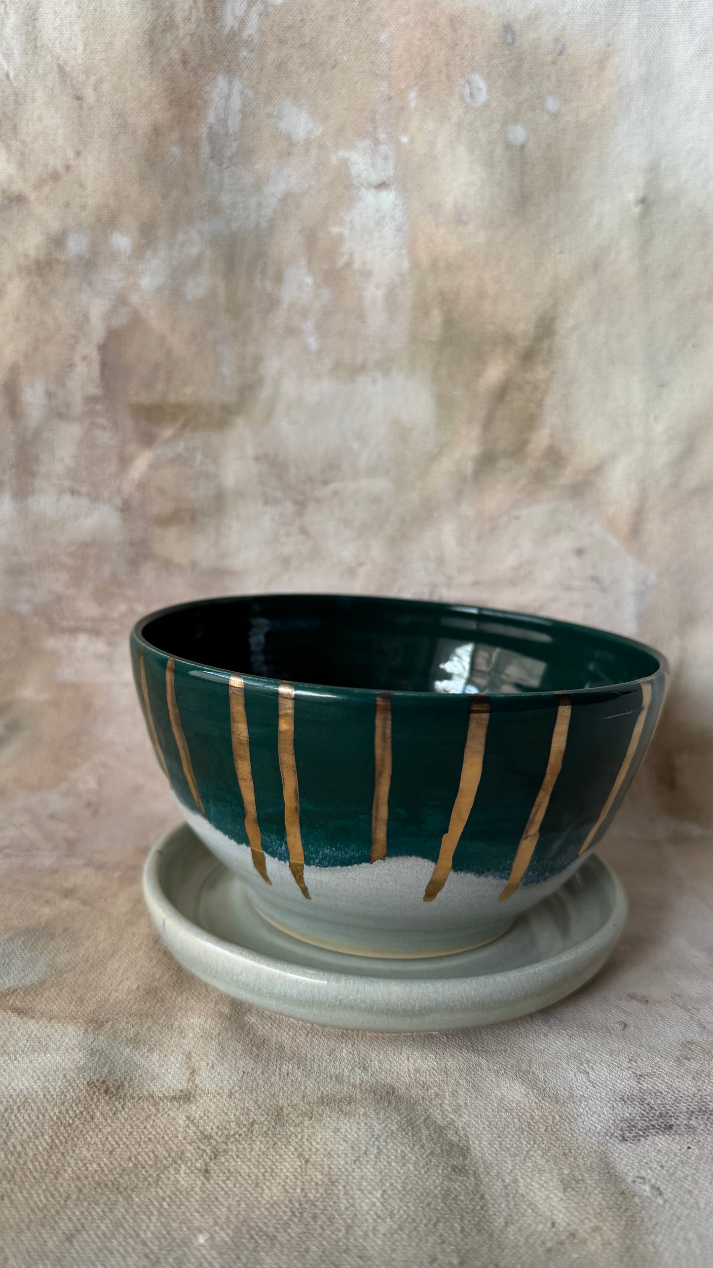 Green Blue Gold Berry Bowl