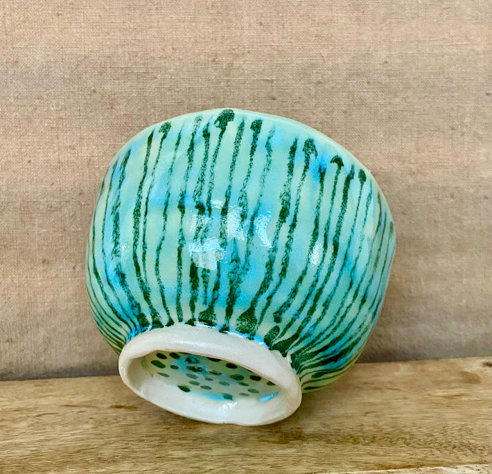 Ocean Green Striped Bowl